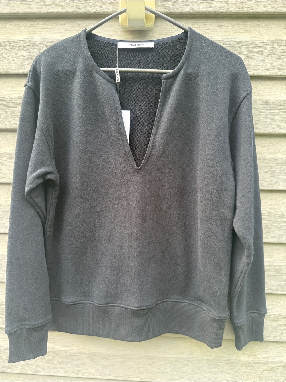 Thakoon | NWT Deep V-neck Sweatshirt Black size Extra Small
